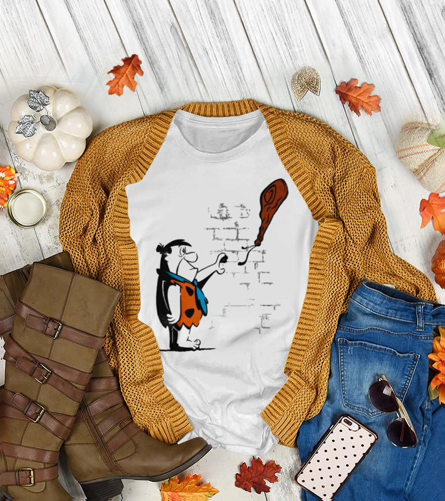 Fred Flintstone Balloon Meat Banksy Mashup T-Shirt