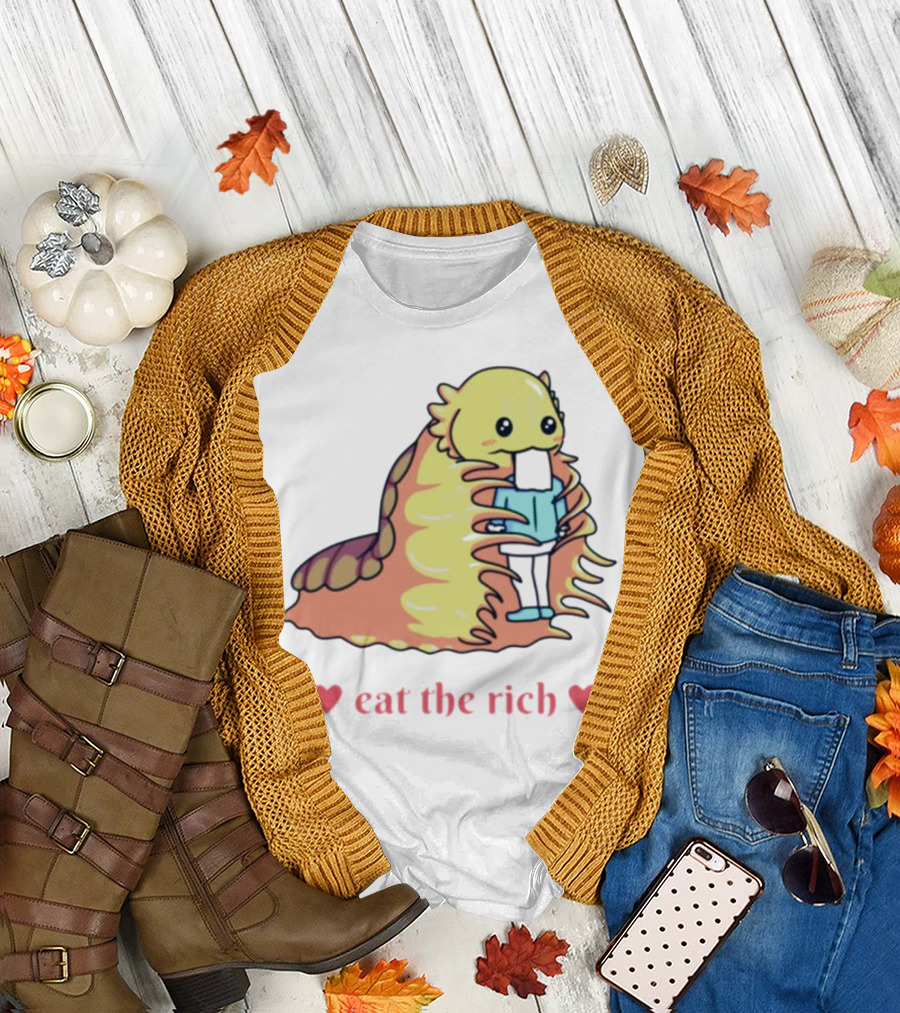 Heart Eat The Rich Space Slug Hugging Person T-Shirt