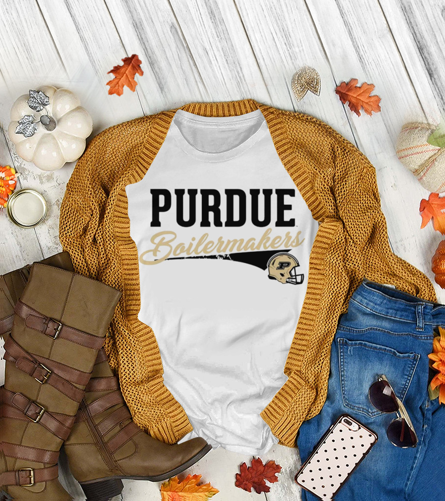 Purdue Boilermakers Script with Iconic Helmet T-Shirt