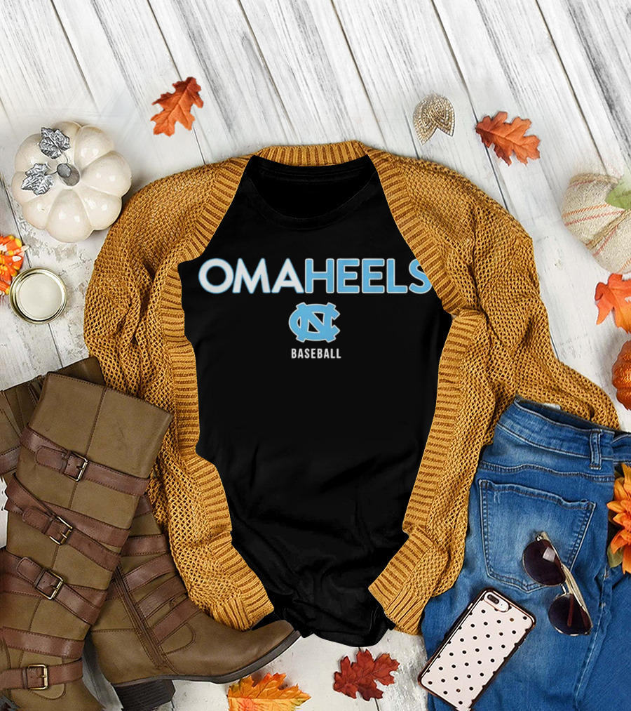 OMAHEELS North Carolina Tar Heels Baseball T-Shirt