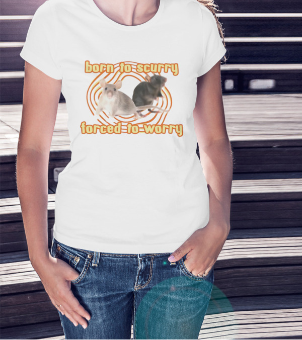 Born To Scurry Forced To Worry With Two Rats And Swirling Background T-Shirt
