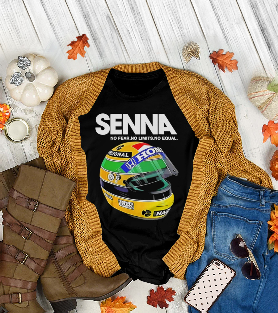 SENNA No Fear No Limits No Equal Honda Racing Helmet BOSS Nacional T-Shirt
