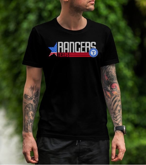 Texas Rangers Ameria Star USA Flag T-Shirt