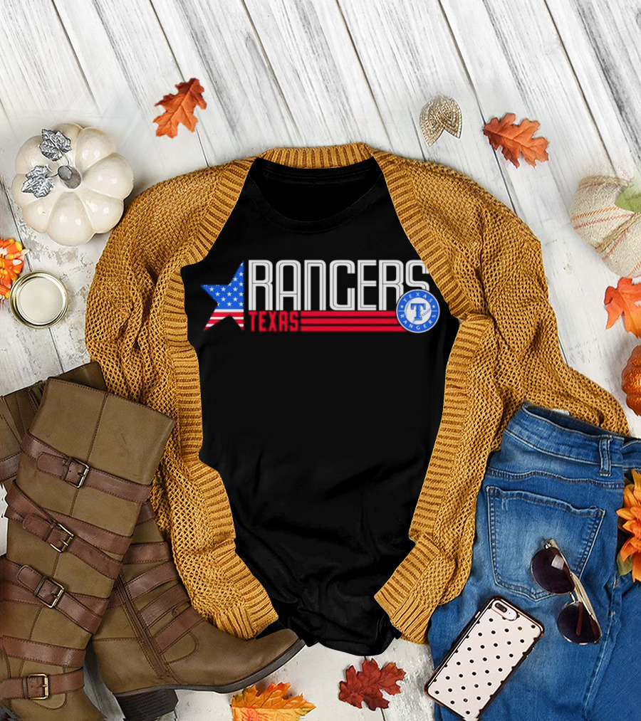 Texas Rangers Ameria Star USA Flag T-Shirt