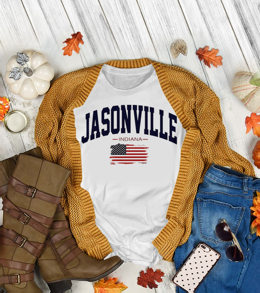 Jasonville Indiana USA Flag T-Shirt