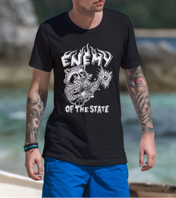 Enemy Of The State Raccoon With Gun Olafh Ace T-Shirt