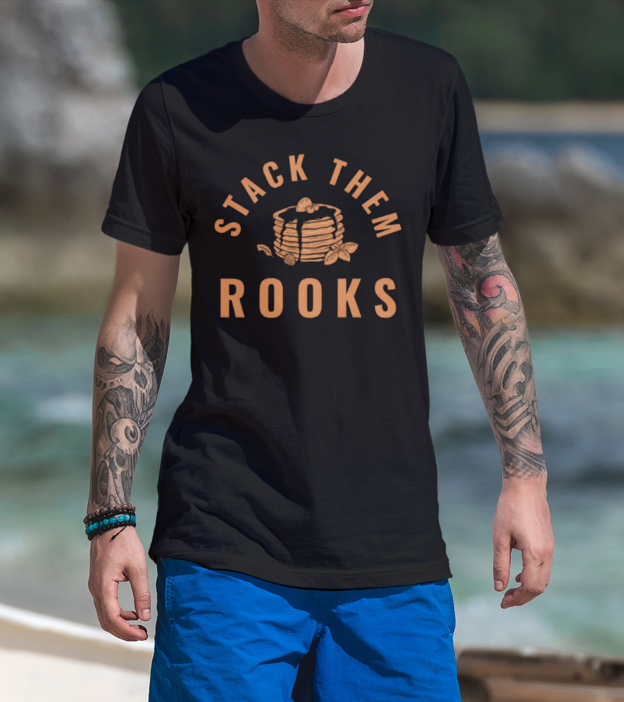 Stack Them Rooks Pancake Illustration With Syrup And Berries T-Shirt