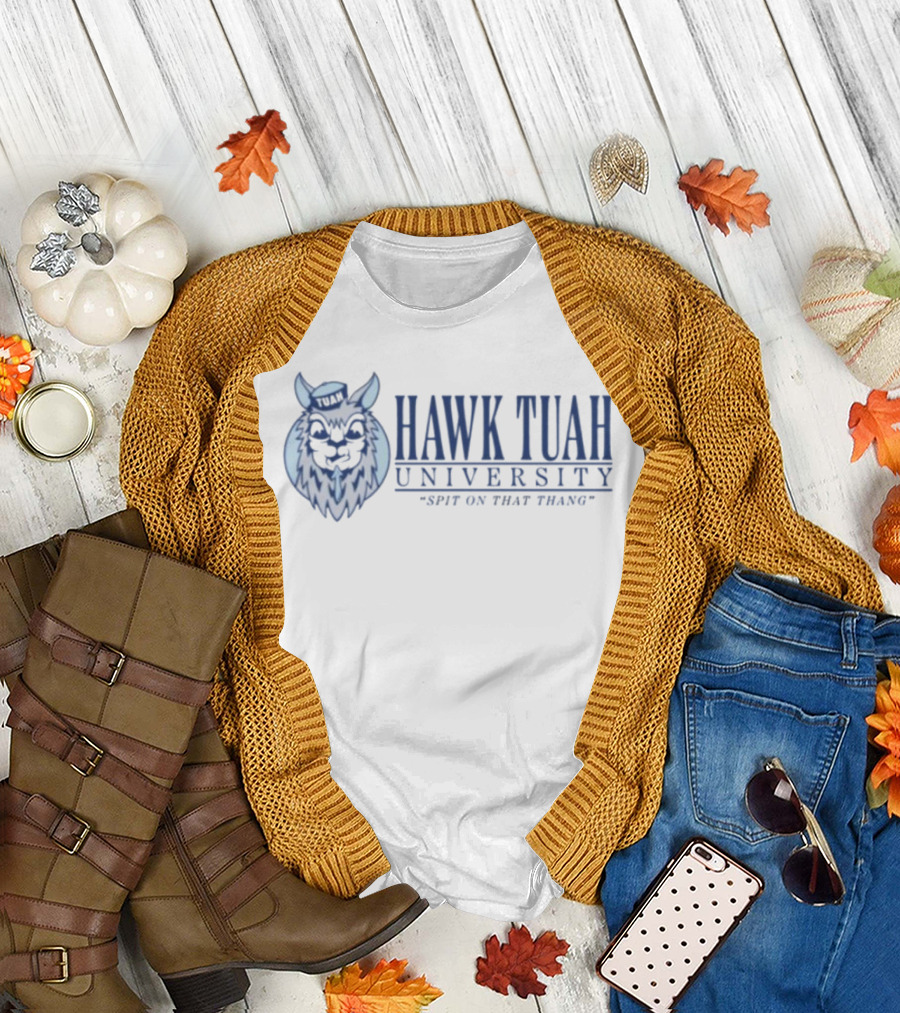 Hawk Tuah University Spit on That Thang Owl Mascot T-Shirt