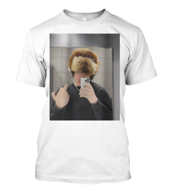 Ryannice Middle Finger Furry Hat Mirror Selfie Black Nails T-Shirt