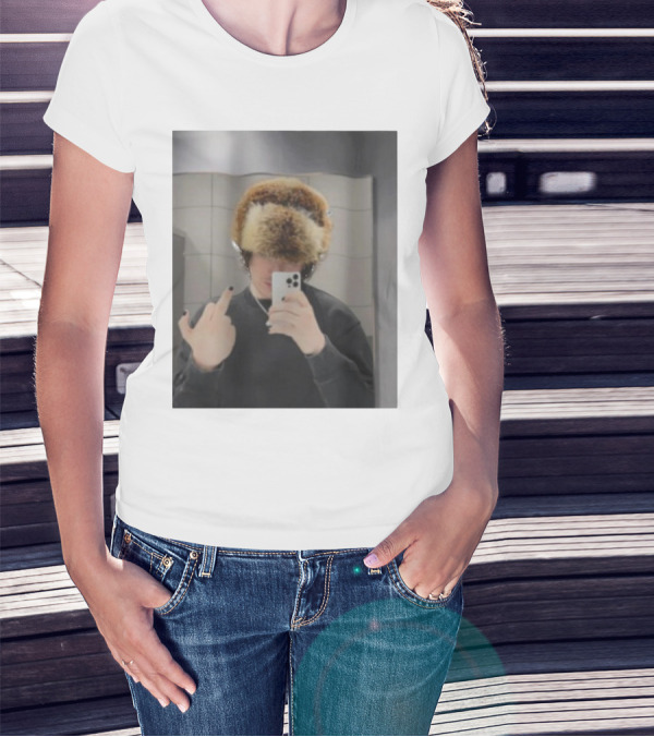 Ryannice Middle Finger Furry Hat Mirror Selfie Black Nails T-Shirt