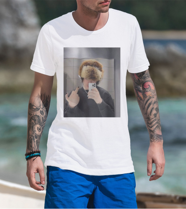 Ryannice Middle Finger Furry Hat Mirror Selfie Black Nails T-Shirt