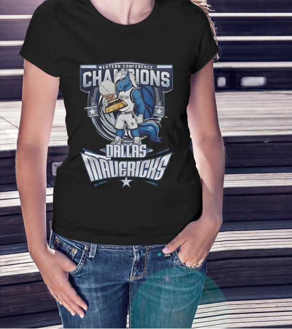 Western Conference Champions Dallas Mavericks Basketball Mascot Trophy T-Shirt