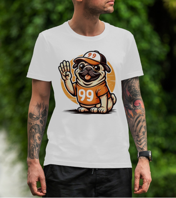 99 Pug Dog Sports Cap And Jersey With Number T-Shirt