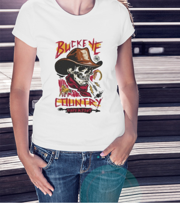 Buckeye Country Superfest Skeleton Cowboy With Horse And Lasso T-Shirt