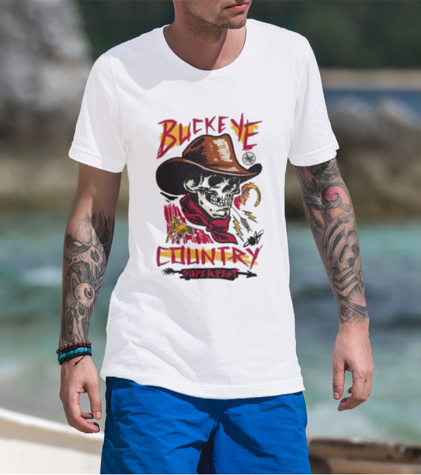 Buckeye Country Superfest Skeleton Cowboy With Horse And Lasso T-Shirt