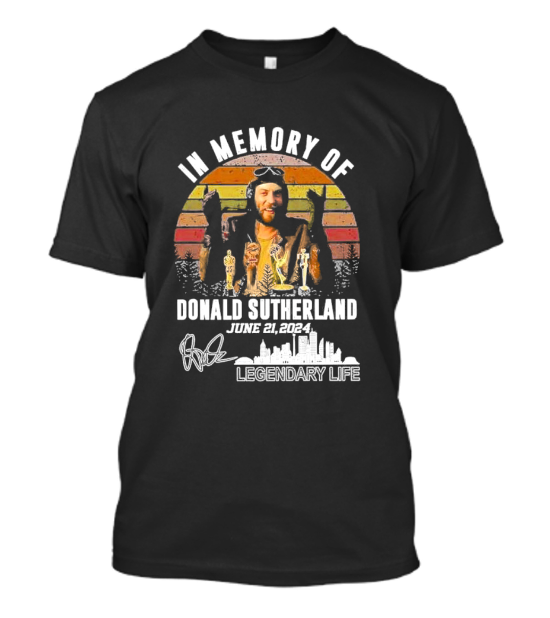 In Memory Of Donald Sutherland June 21 2024 Legendary Life Vintage Sunset Scene T-Shirt