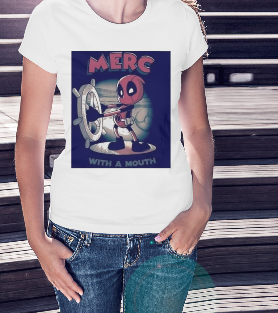 Deadpool Merc With A Mouth Steering Wheel Cartoon T-Shirt