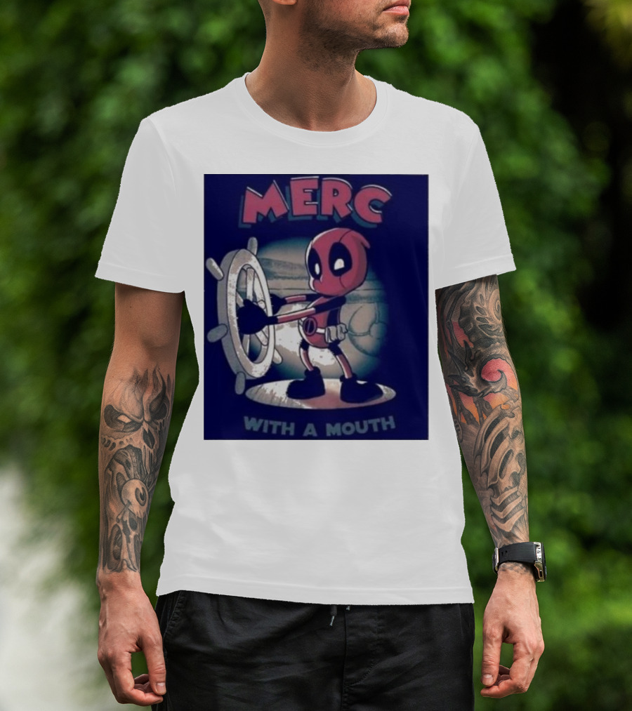 Deadpool Merc With A Mouth Steering Wheel Cartoon T-Shirt