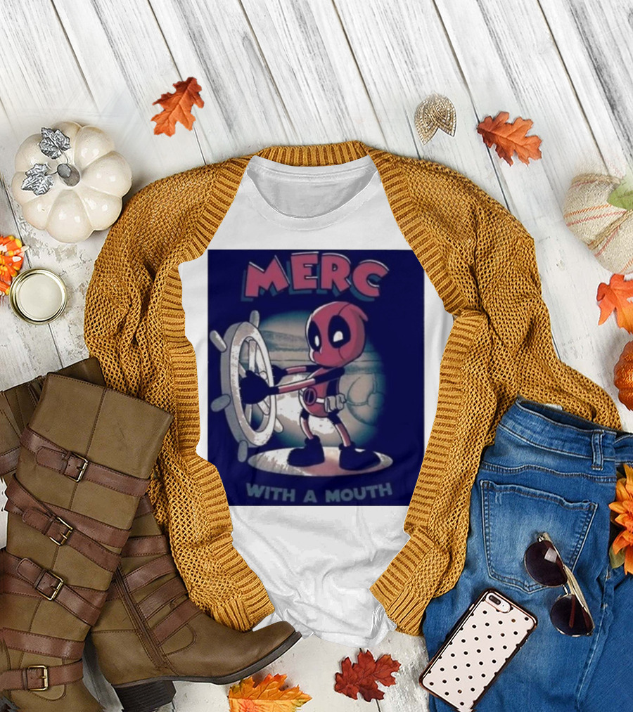 Deadpool Merc With A Mouth Steering Wheel Cartoon T-Shirt