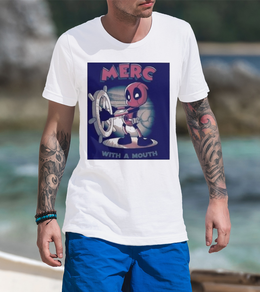 Deadpool Merc With A Mouth Steering Wheel Cartoon T-Shirt