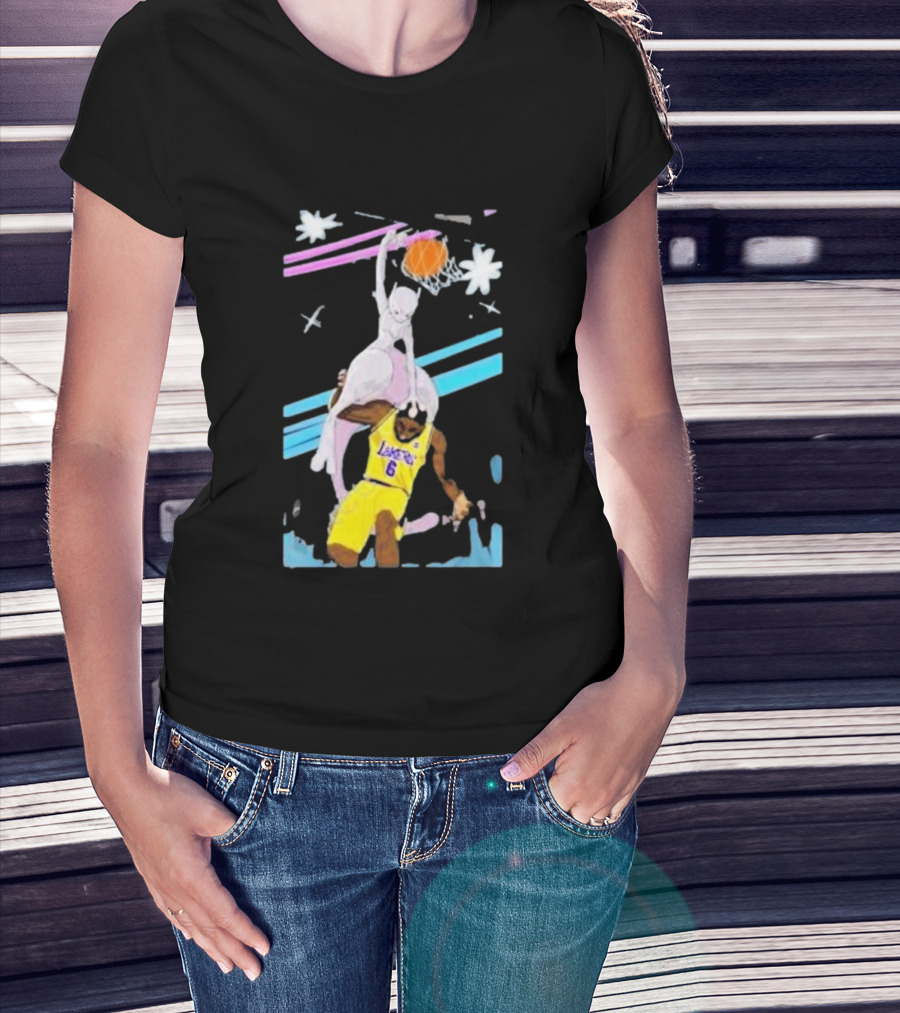 Mewtwo Dunking On Lakers Basketball Star Lebron James T-Shirt