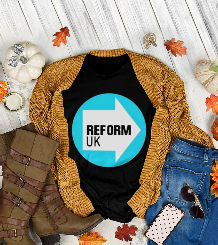 Reform UK Arrow Symbol Blue Circle T-Shirt