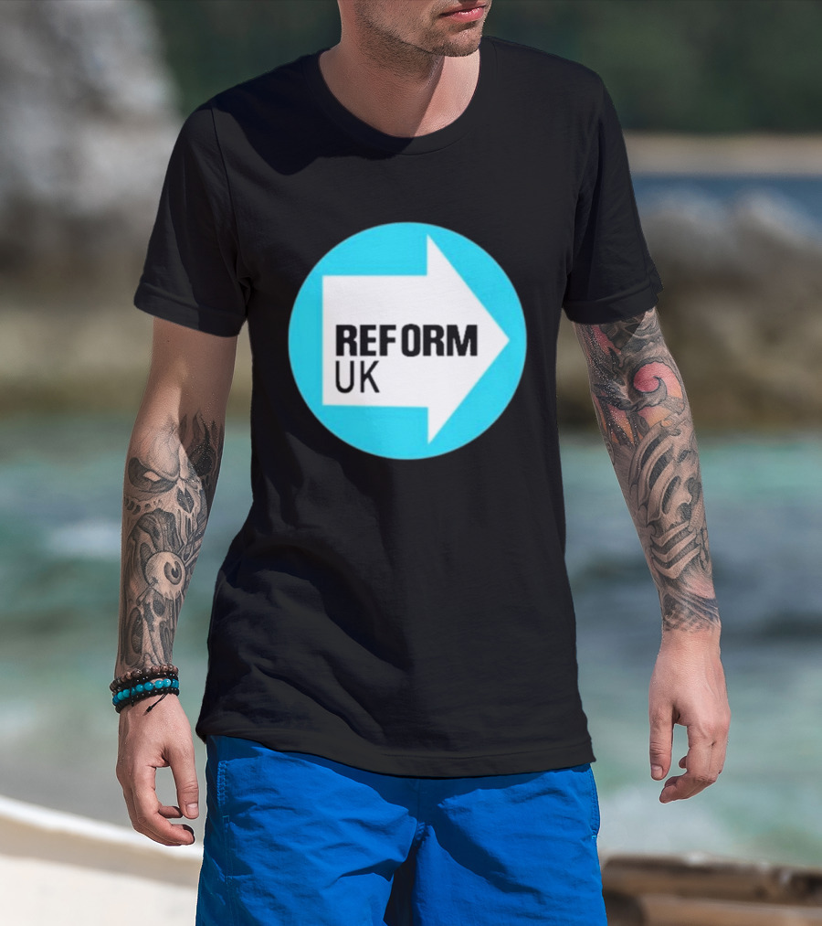 Reform UK Arrow Symbol Blue Circle T-Shirt