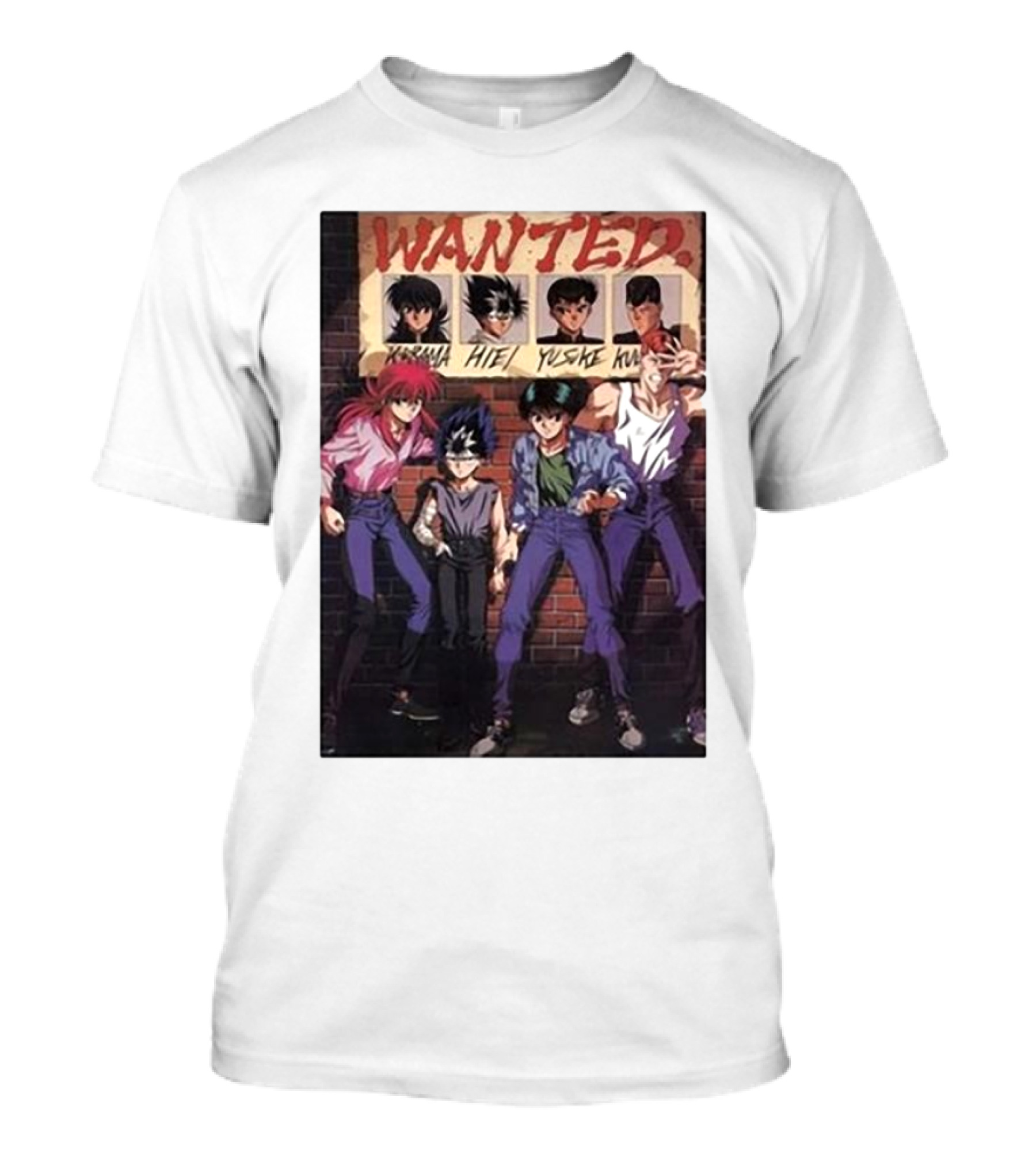 Wanted Kurama Hiei Yusuke Kuwabara Yu Yu Hakusho Anime Characters T-Shirt