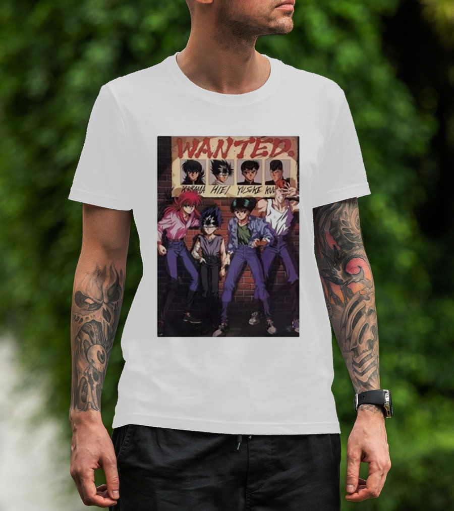 Wanted Kurama Hiei Yusuke Kuwabara Yu Yu Hakusho Anime Characters T-Shirt
