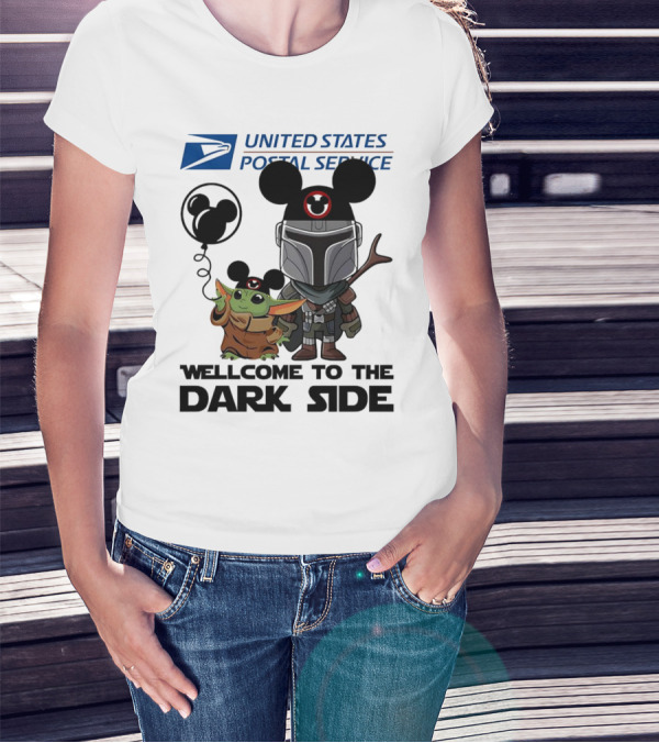 United States Postal Service Welcome To The Dark Side With Baby Yoda And The Mandalorian Mickey Ears T-Shirt