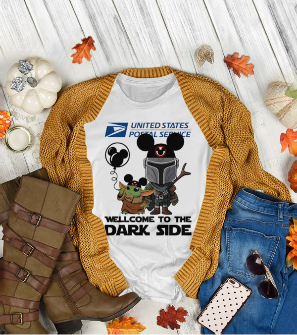United States Postal Service Welcome To The Dark Side With Baby Yoda And The Mandalorian Mickey Ears T-Shirt