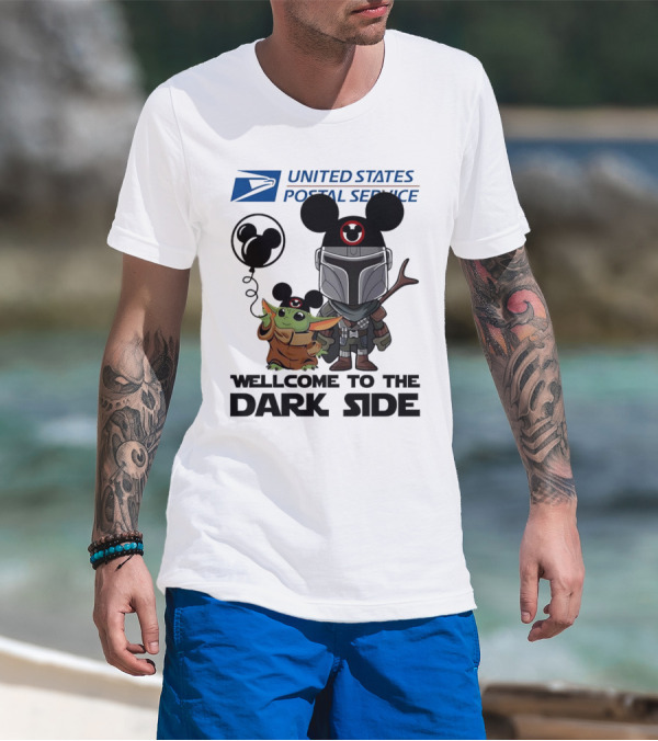 United States Postal Service Welcome To The Dark Side With Baby Yoda And The Mandalorian Mickey Ears T-Shirt