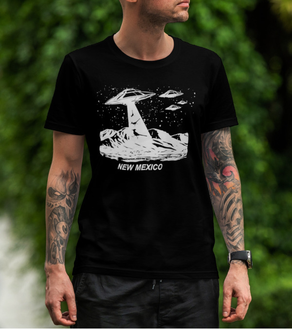 New Mexico UFOs And Aliens In Starry Sky Scene T-Shirt