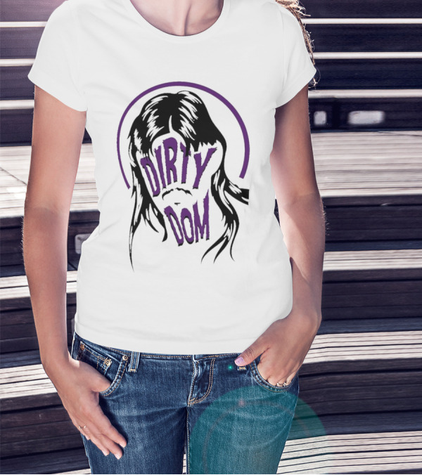 Dirty Dom Mullet Retro Style Black And Purple T-Shirt