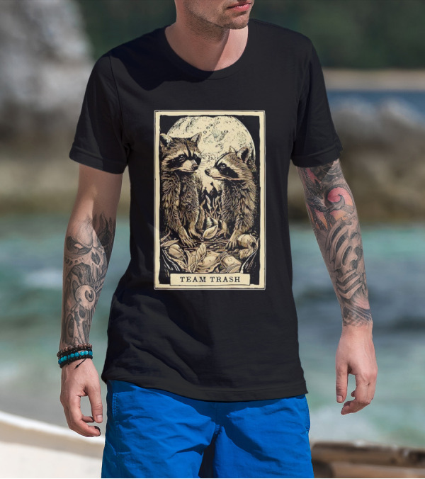 Raccoon Team Trash Tarot Card Moon T-Shirt