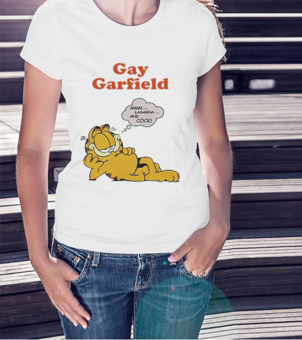 Gay Garfield Mmm Lasagna And Cock Meme T-Shirt