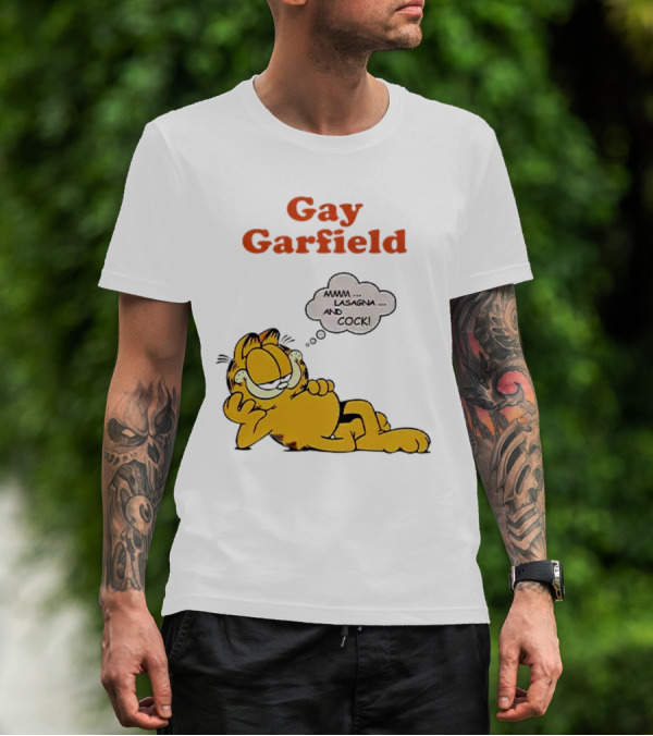 Gay Garfield Mmm Lasagna And Cock Meme T-Shirt