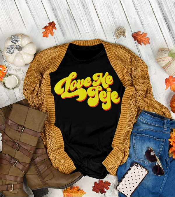 Love Me Jeje Retro Style Text Yellow And Red Groovy Font T-Shirt