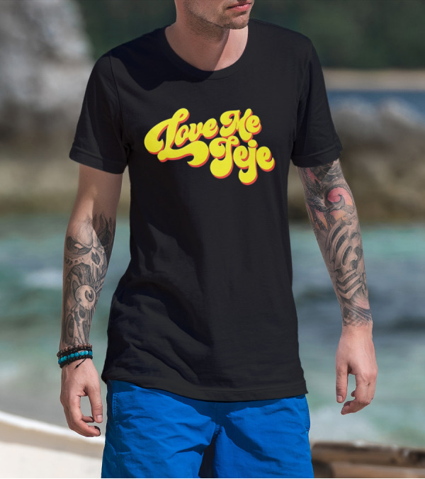 Love Me Jeje Retro Style Text Yellow And Red Groovy Font T-Shirt