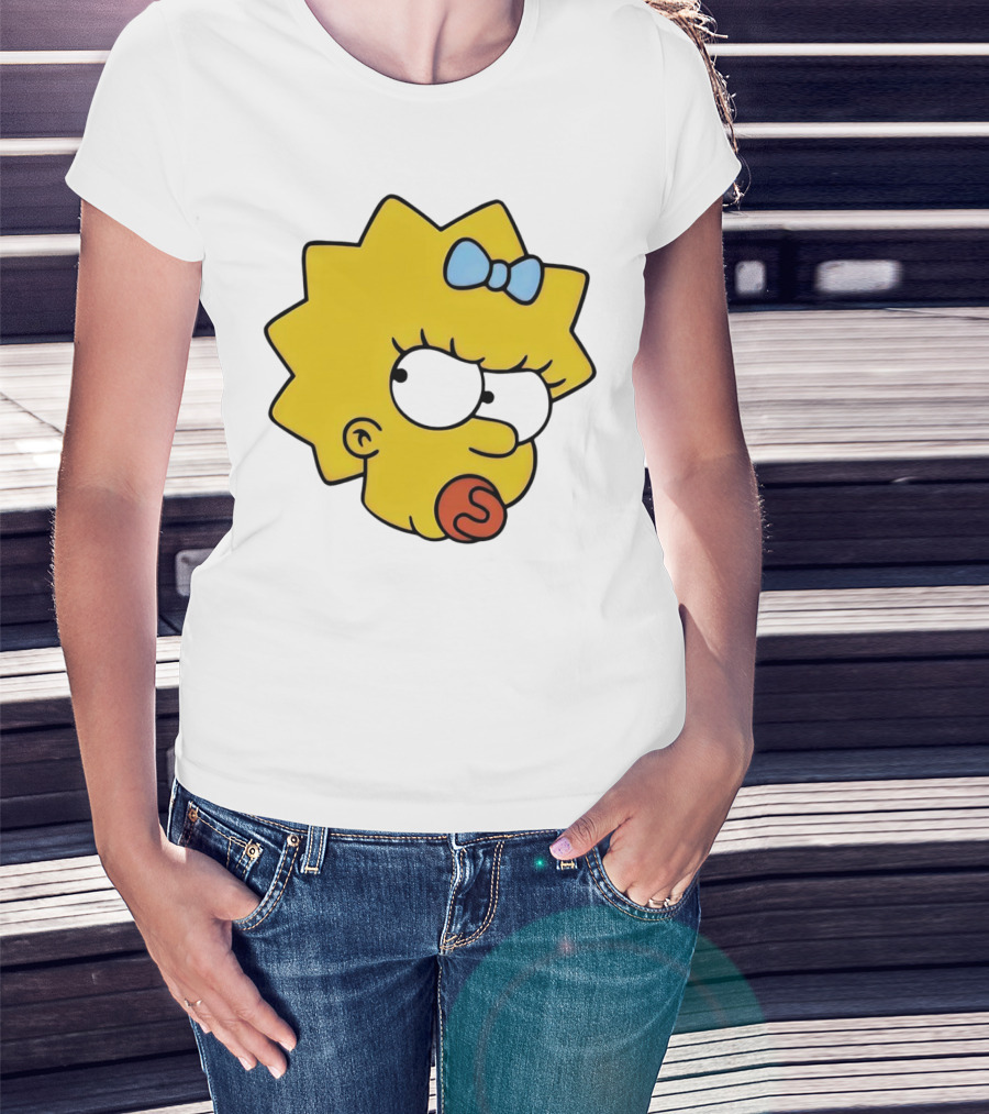 Manicita The Simpsons Maggie Angry Face With Pacifier And Bow T-Shirt