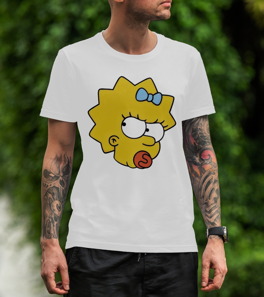 Manicita The Simpsons Maggie Angry Face With Pacifier And Bow T-Shirt