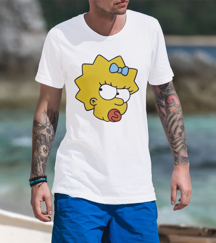 Manicita The Simpsons Maggie Angry Face With Pacifier And Bow T-Shirt