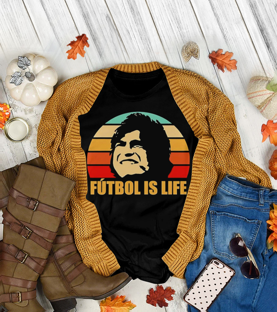 Fútbol Is Life Vintage Retro Sunset T-Shirt