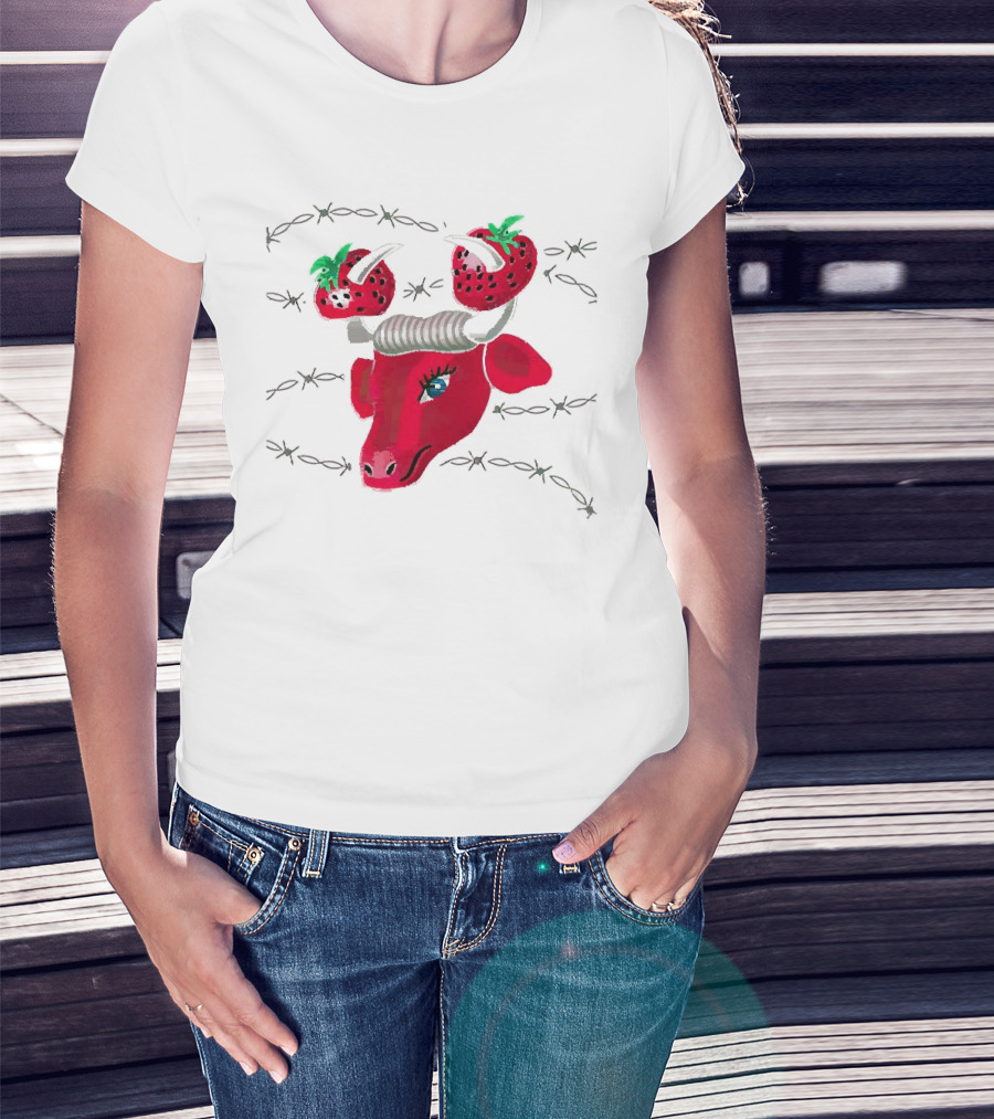 Strawberry Bull Barbed Horns T-Shirt