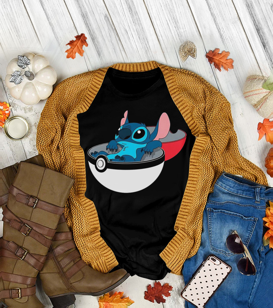 The Stitch Relaxing in Poké Ball Fusion Concept T-Shirt