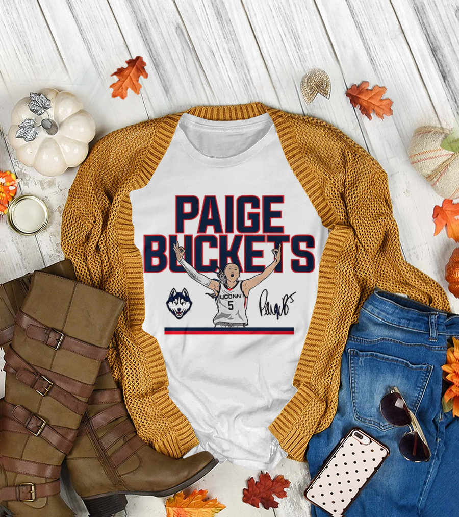 UConn Paige Bueckers Buckets Huskies Basketball Signature T-Shirt