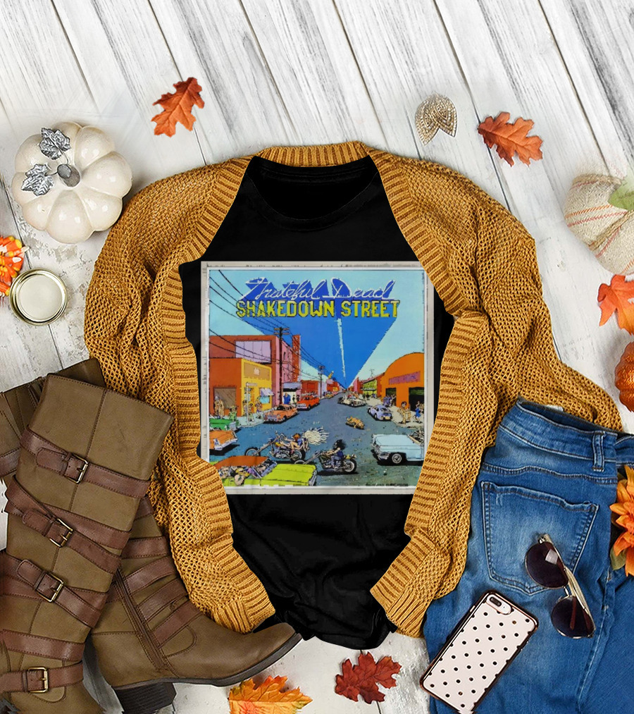 Grateful Dead Shakedown Street Album Cover Vintage Cars Scene T-Shirt