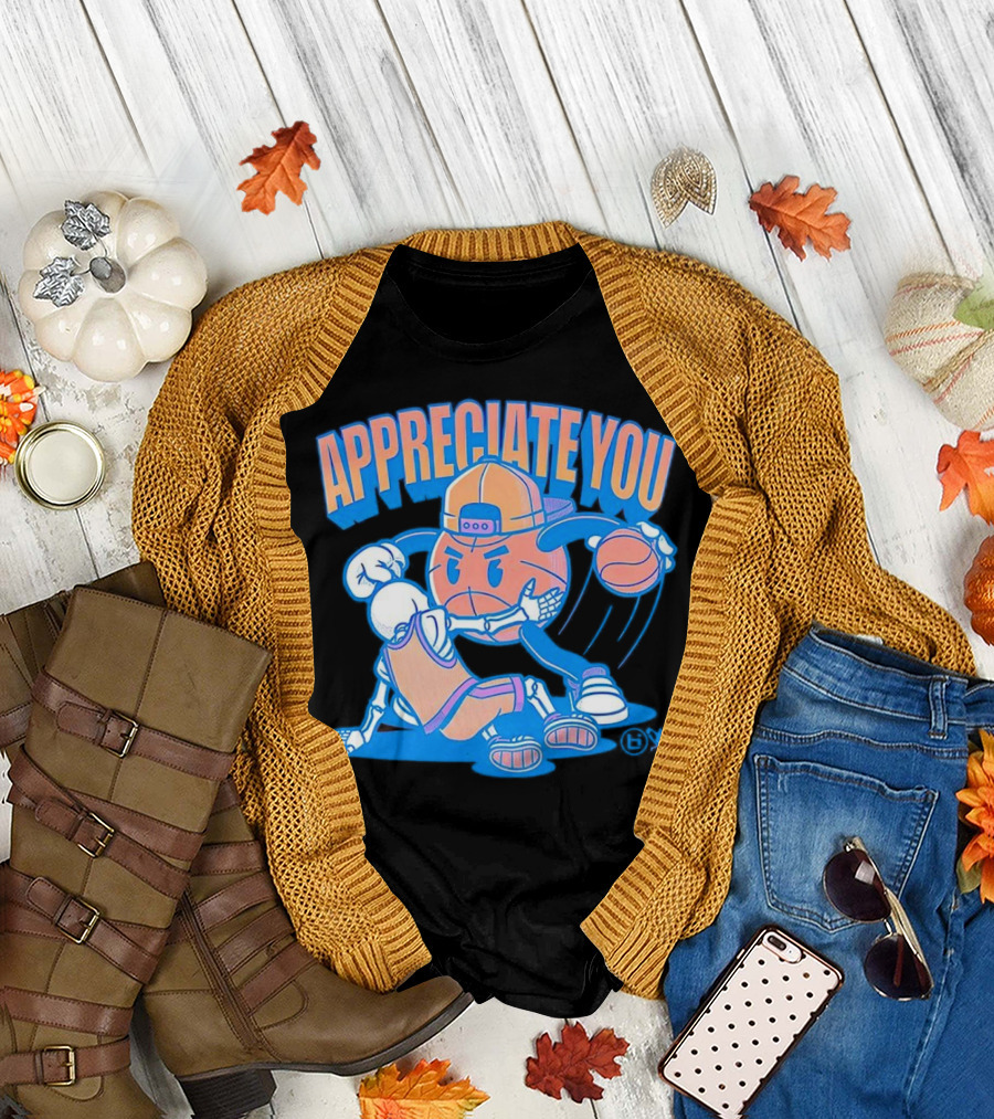 Ballislife Appreciate You Basketball Cartoon T-Shirt
