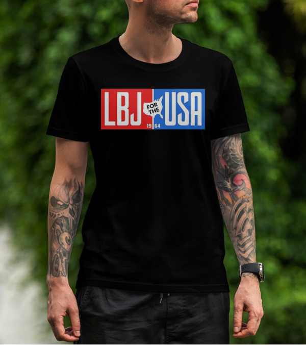 LBJ For The USA 1964 Vintage Political Campaign Red White Blue USA Map T-Shirt