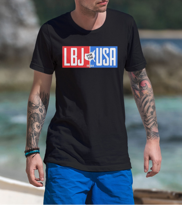 LBJ For The USA 1964 Vintage Political Campaign Red White Blue USA Map T-Shirt